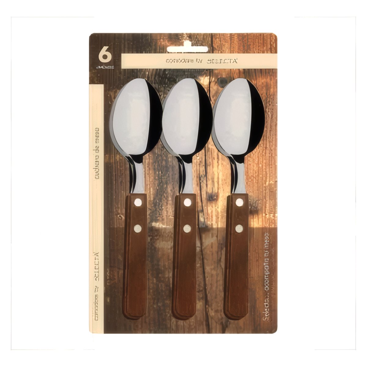 Set 6PZAS Cuchara de Mesa 1.2MM Mango Madera