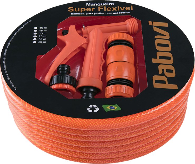 Manguera Jardin Naranja Silicon 1/2" Trenz 20M C/ Acoples Pabovi