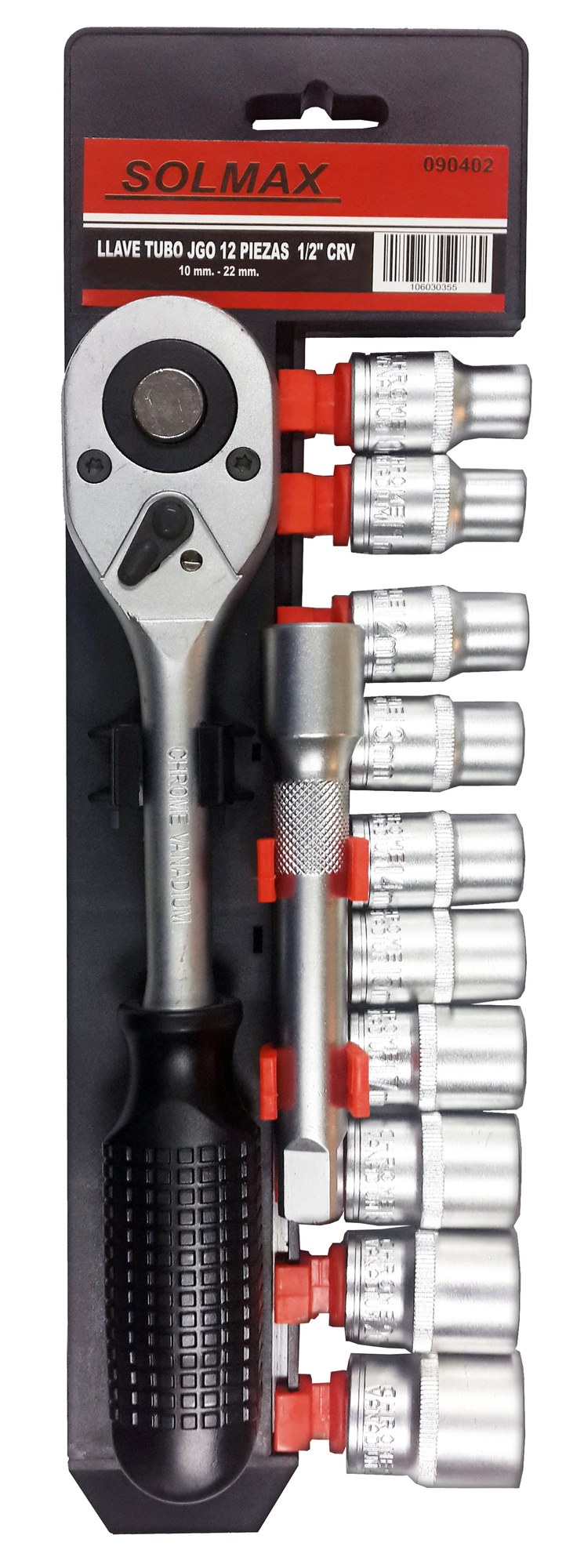 Llave Tubo Jgo 12 Piezas 1/2" 10-22MM CRV ST-090402