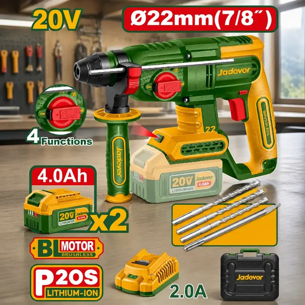 Rotomartillo SDSp 2.0J BL + Acc. 2x Bat 20V 4Ah Jadever Maletin