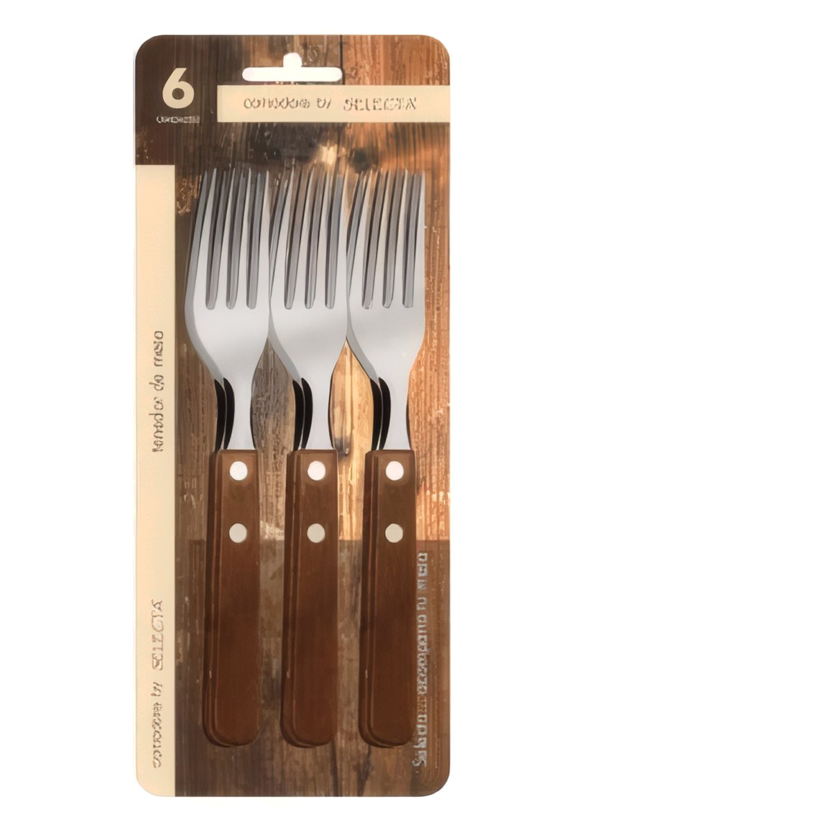 Set 6PZAS Tenedores 1.5MM Mango Madera