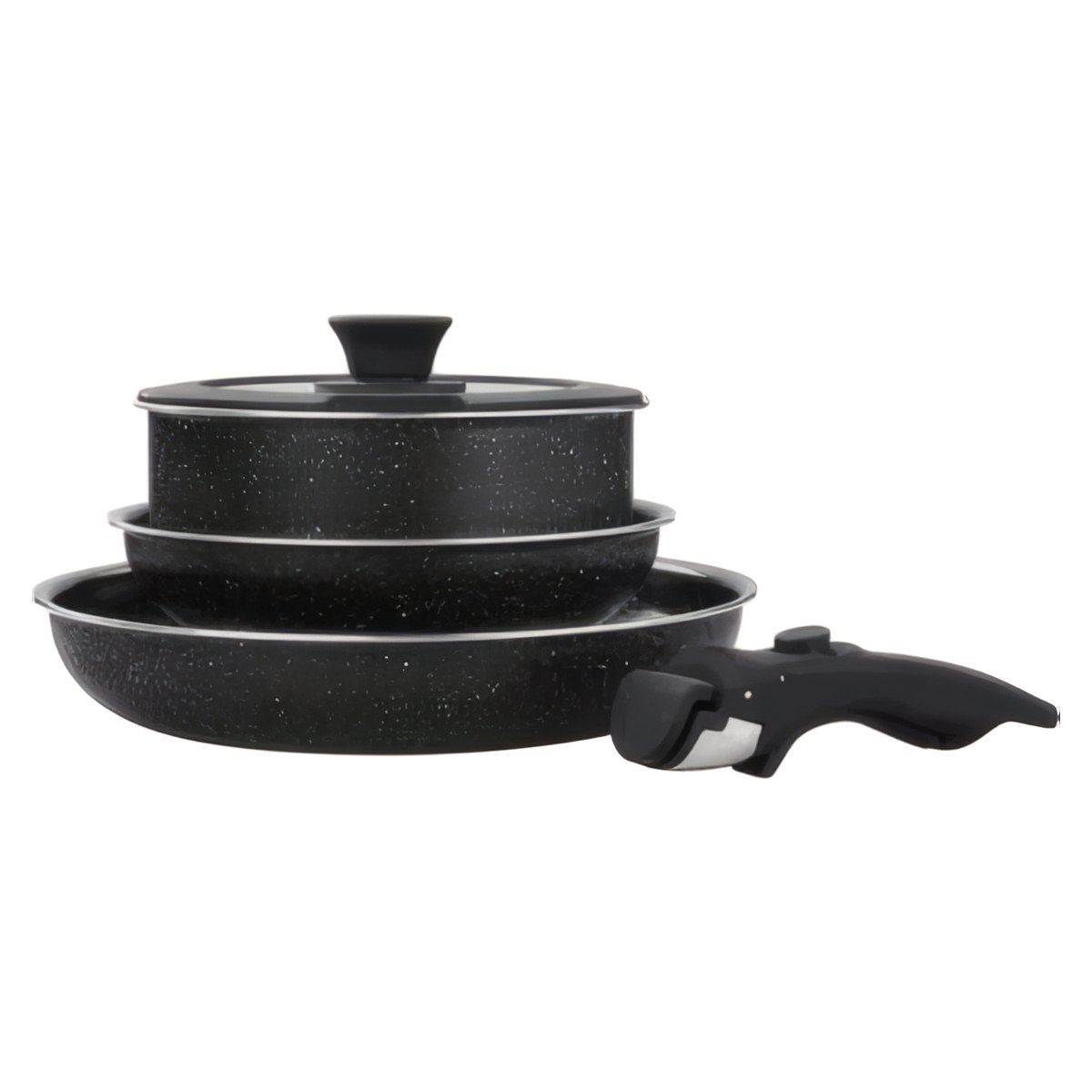 Juego de Ollas 5 Piezas. Mango Desmontable Ceram.Negro