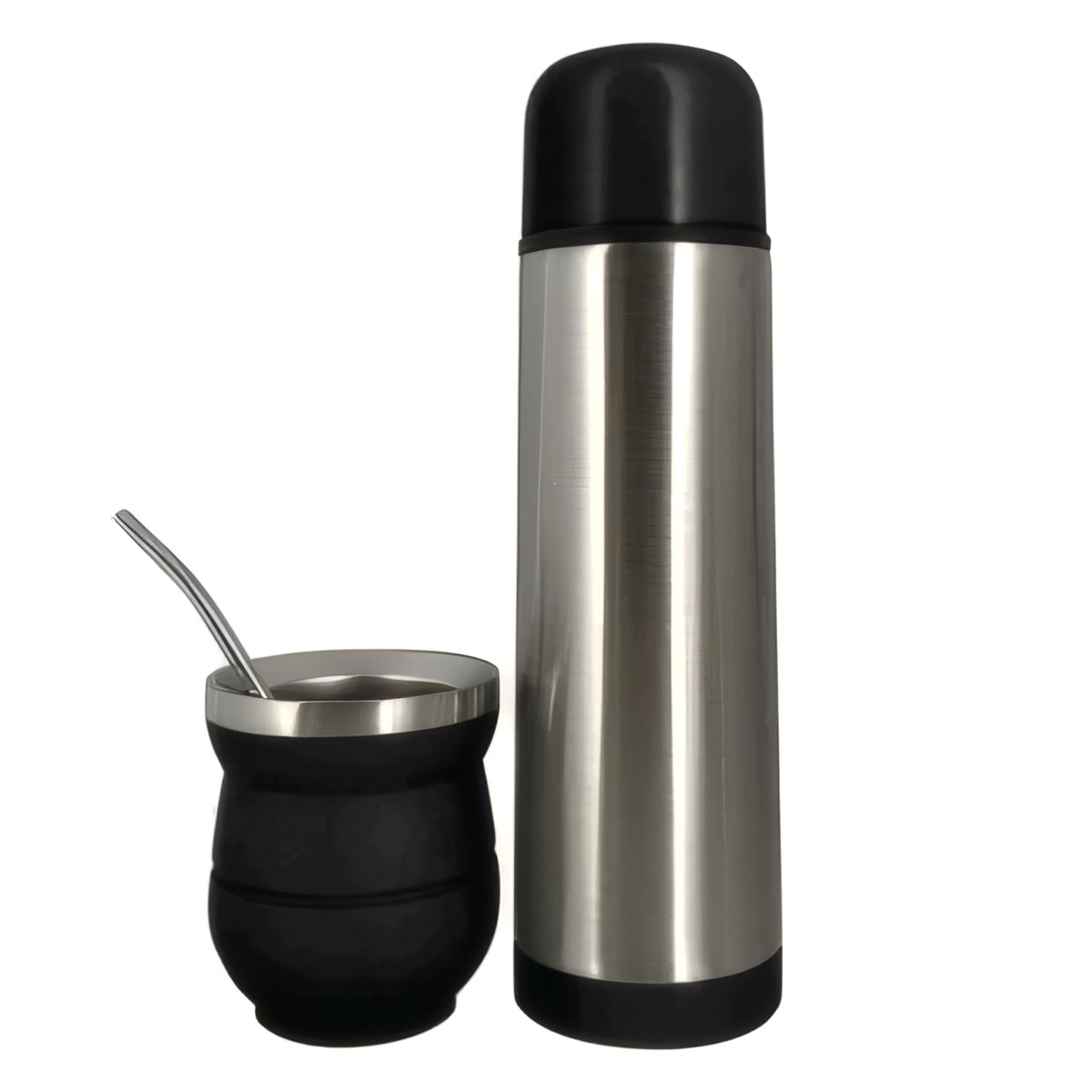 Set Mate C/Bombilla y Termo 500ML Negro Selecta