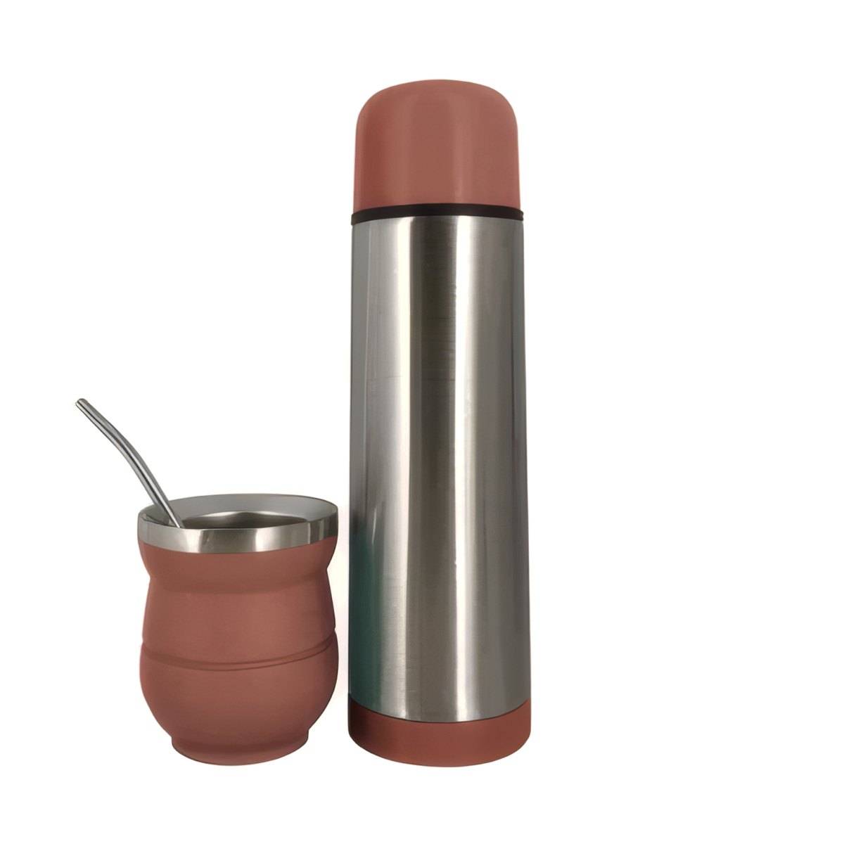 Set Mate C/Bombilla y Termo 500ML Coral