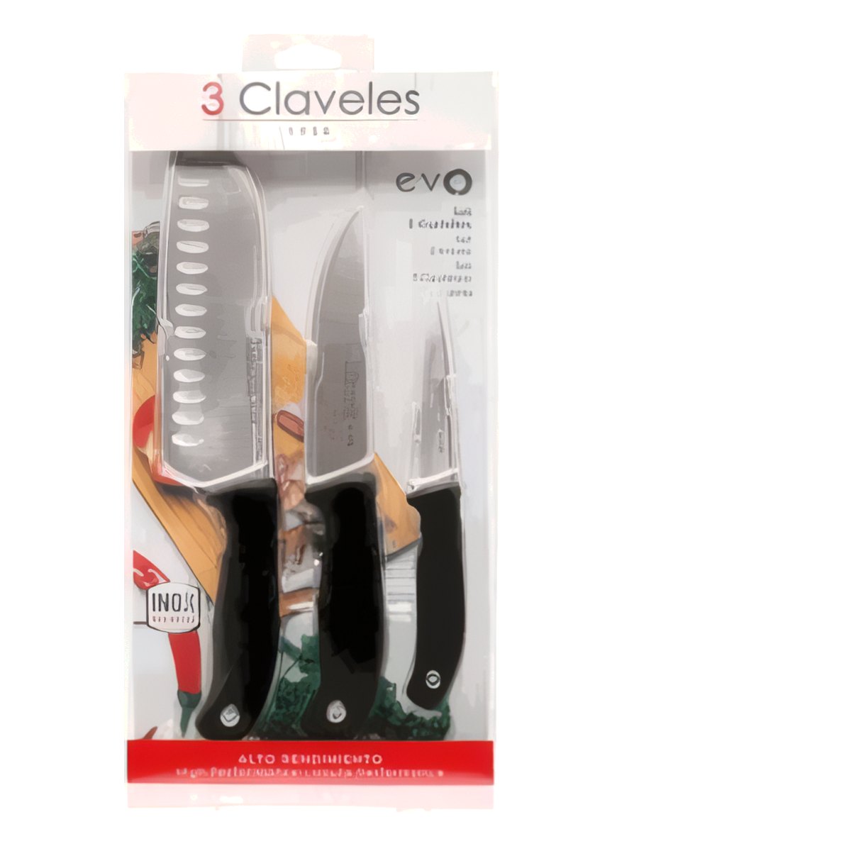 Set X3 Cuchillos Verd/Chef/Santoku Evo Claveles