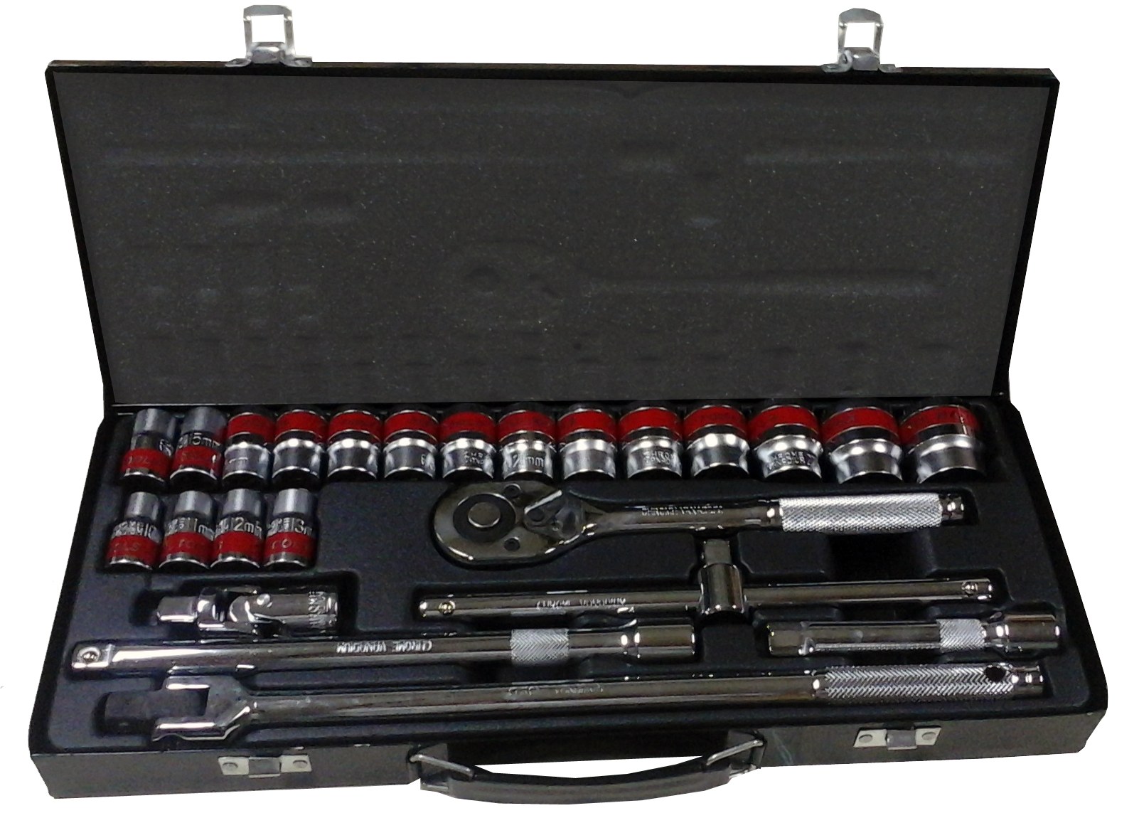 Llave Tubo Jgo 24 Piezas Caja 1/2" 10-32MM CRV ST-090406-1