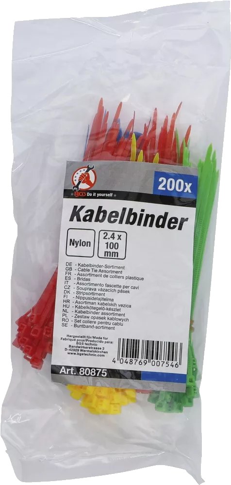 Cintillo Colores Surtidos 2.4X100MM 200PZS 80875 Bgs