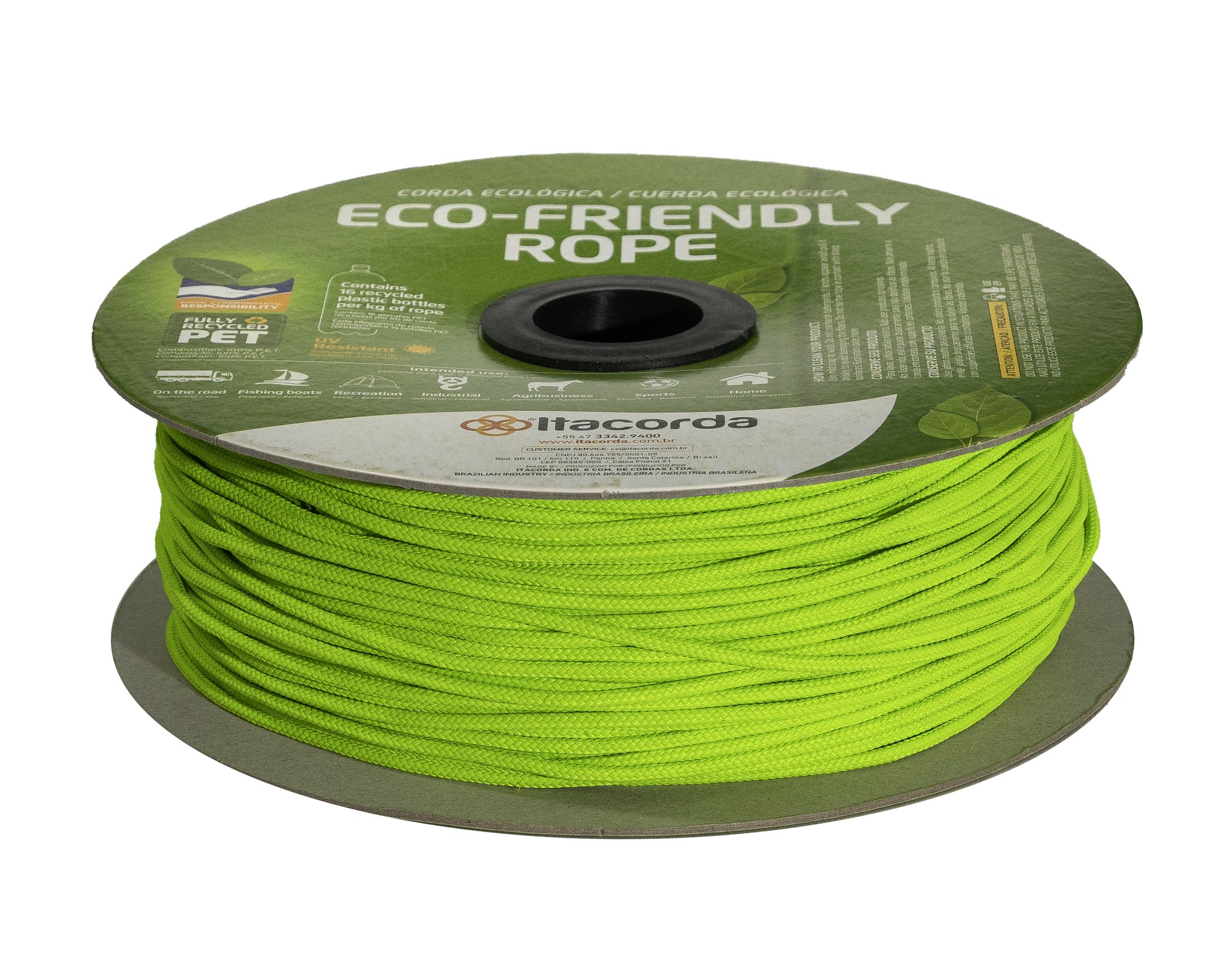 Piola Ecofriendly 3MM Fluorescente Verde 297M