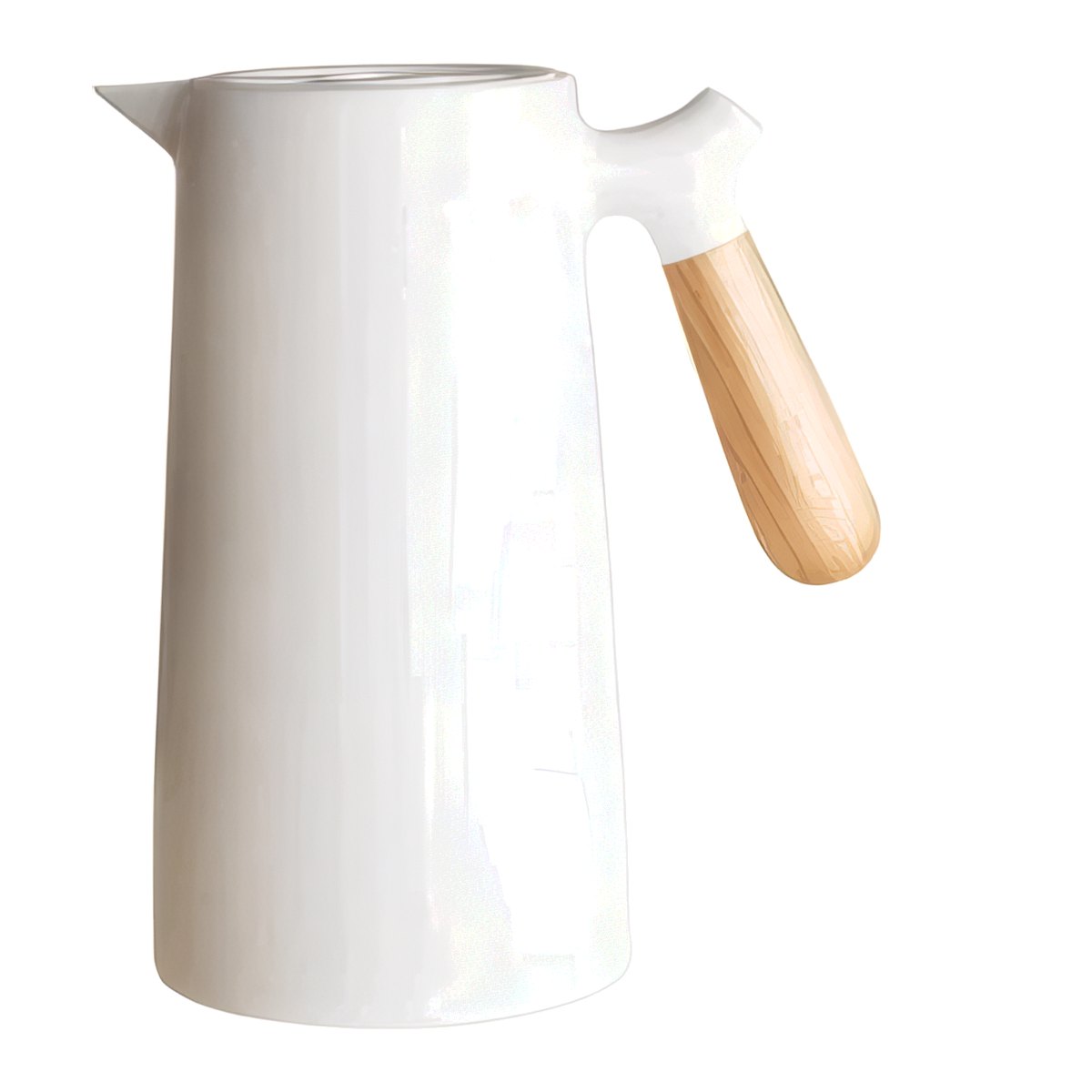 Jarra Termica 1L Plastico Mango Madera Blanco