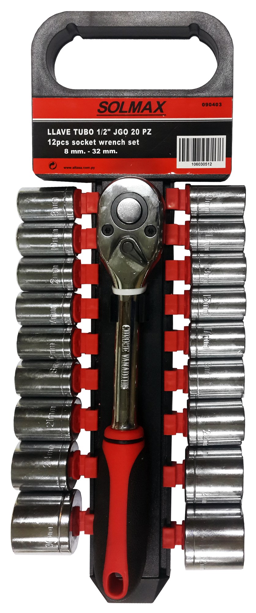 Llave Tubo Jgo 20 Piezas 1/2" CRV ST-090403