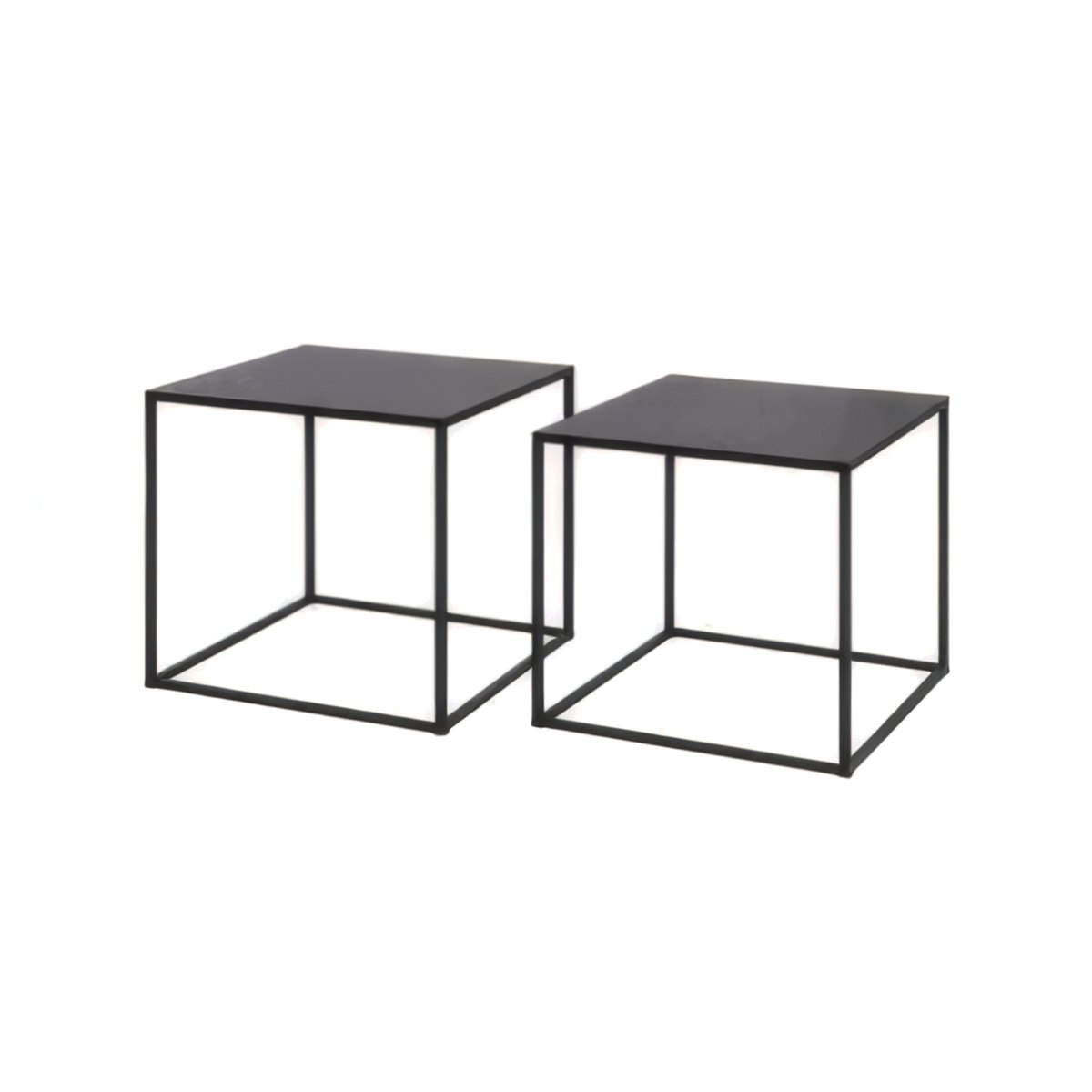 Set 2 Mesas Aux 38X38X41/34X34X37CM Metal Negro