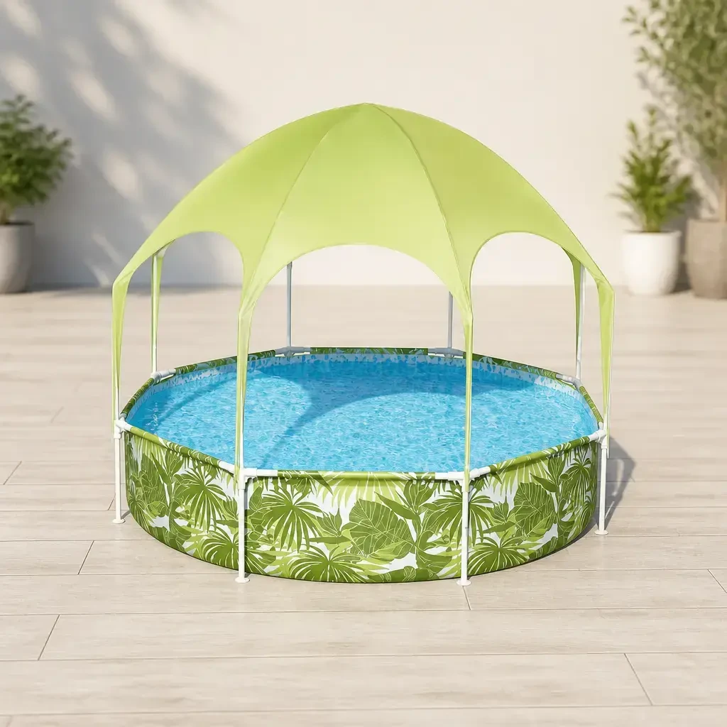 Piscina redonda con est. met. y parasol 1.688Lt. Steel Pro. Bestway