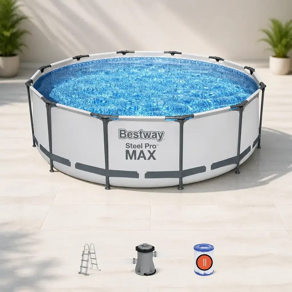 Piscina redonda con est. metalica 9.150Lt. Steel PRO MAX. Bestway
