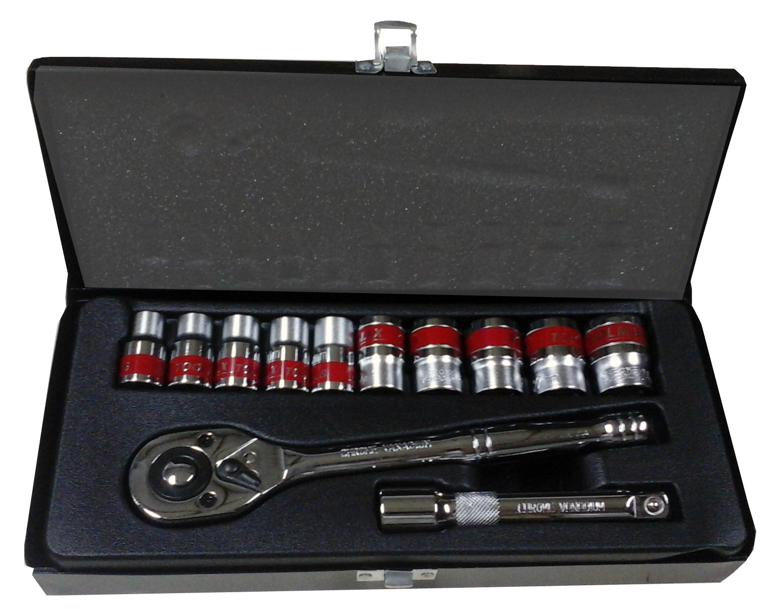 Llave Tubo Jgo 12 Piezas Caja 1/2" 10-24MM CRV ST-090404