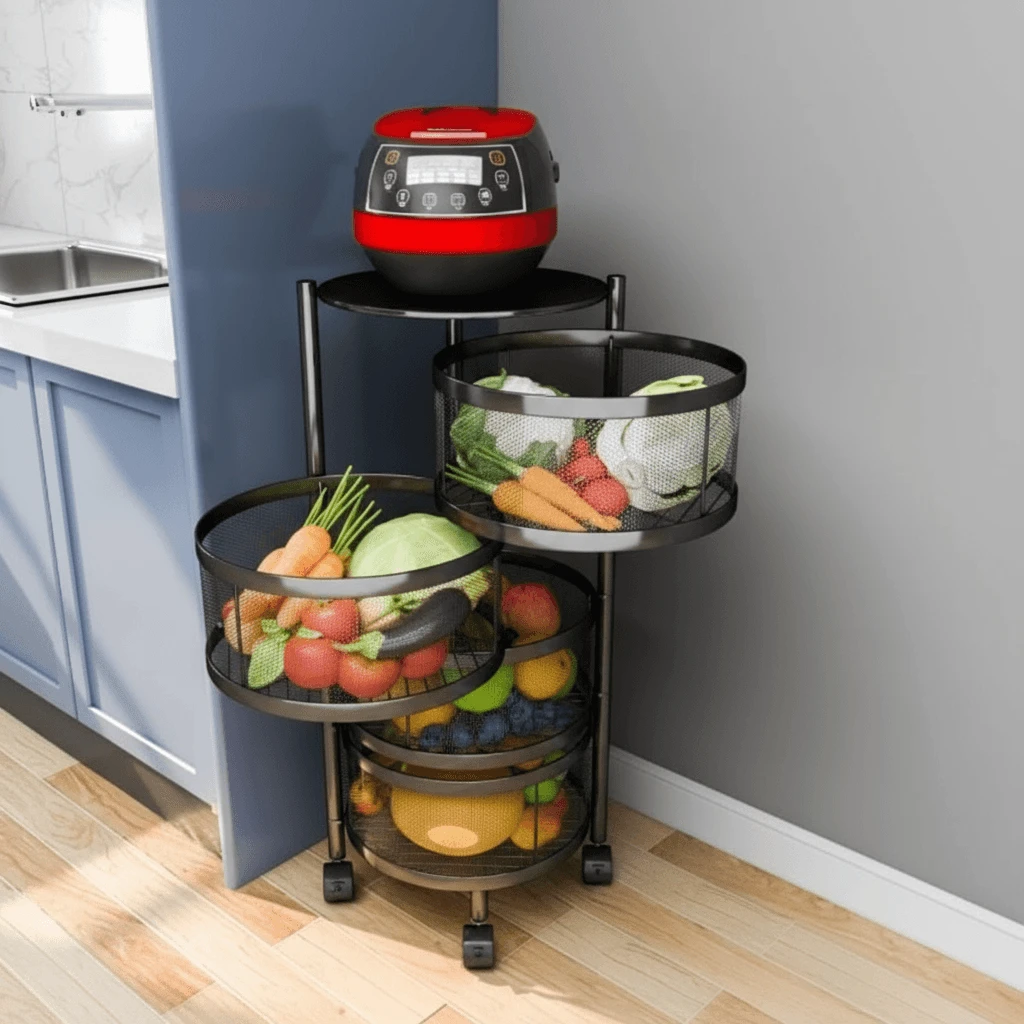 Organizador Decoteam Circular Multiuso de Metal con 4 Cestos DMO-018