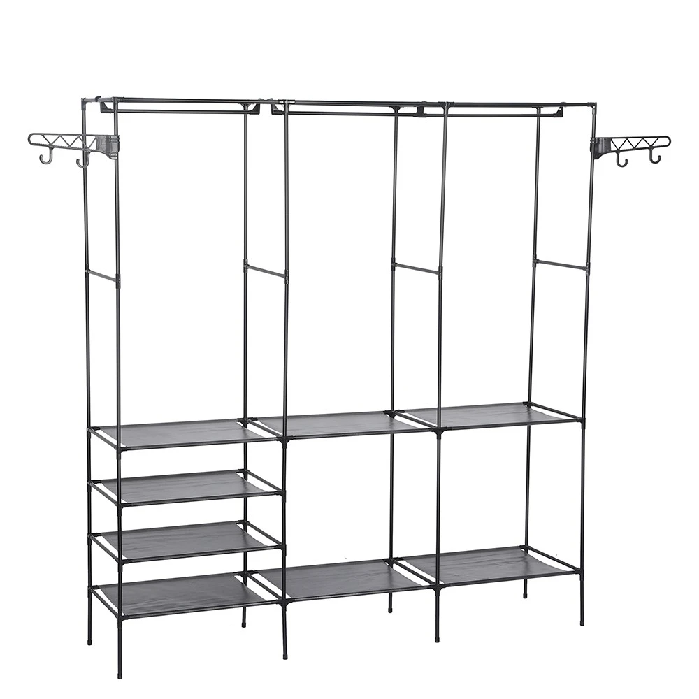 Ropero Abierto Metalico con Perchero Decoteam Triple DDR-045 Negro