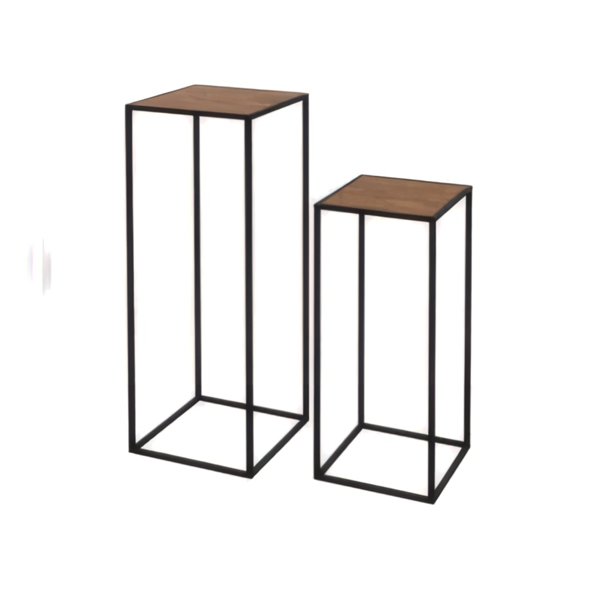 Set 2 Mesas Aux 27X27X70/23X23X60CM Madera y Metal
