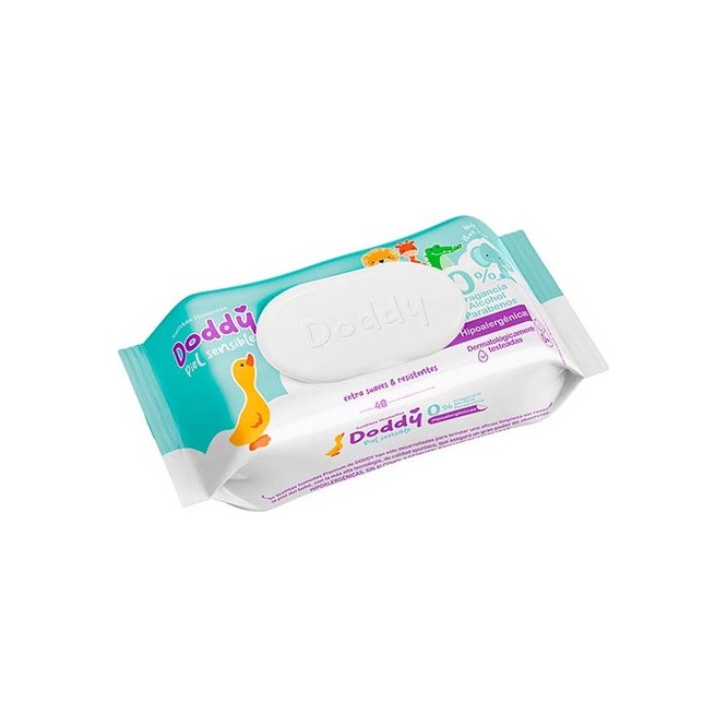 Toallitas Humedas Doddy Hipoalergenicas Piel Sencible 50 unidades por paquete 20 x 15cm