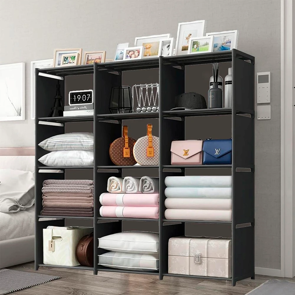 Biblioteca Decoteam 12 Cubos Negra DME-041