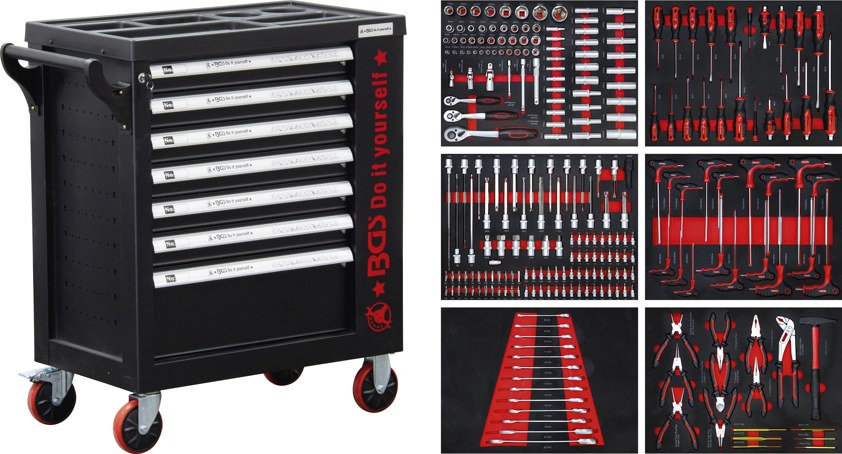 Gabinete 7 Gavetas con 250 Herramientas 6058 Bgs