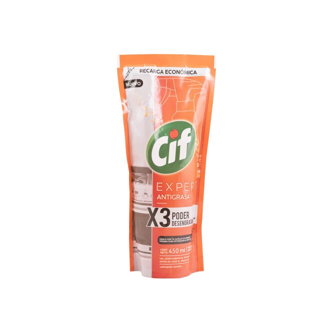 Limpiador Liquido Cif Expert Antigrasa X3 Poder Desengrasante 450 ml