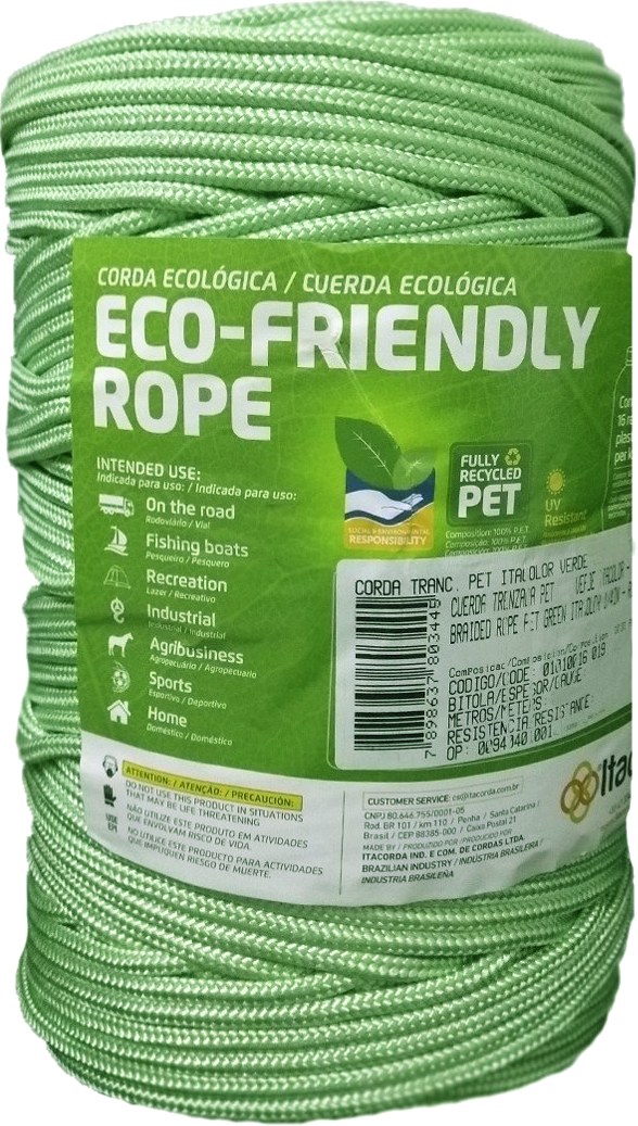 Piola Ecofriendly 8MM Verde Rollo 390M