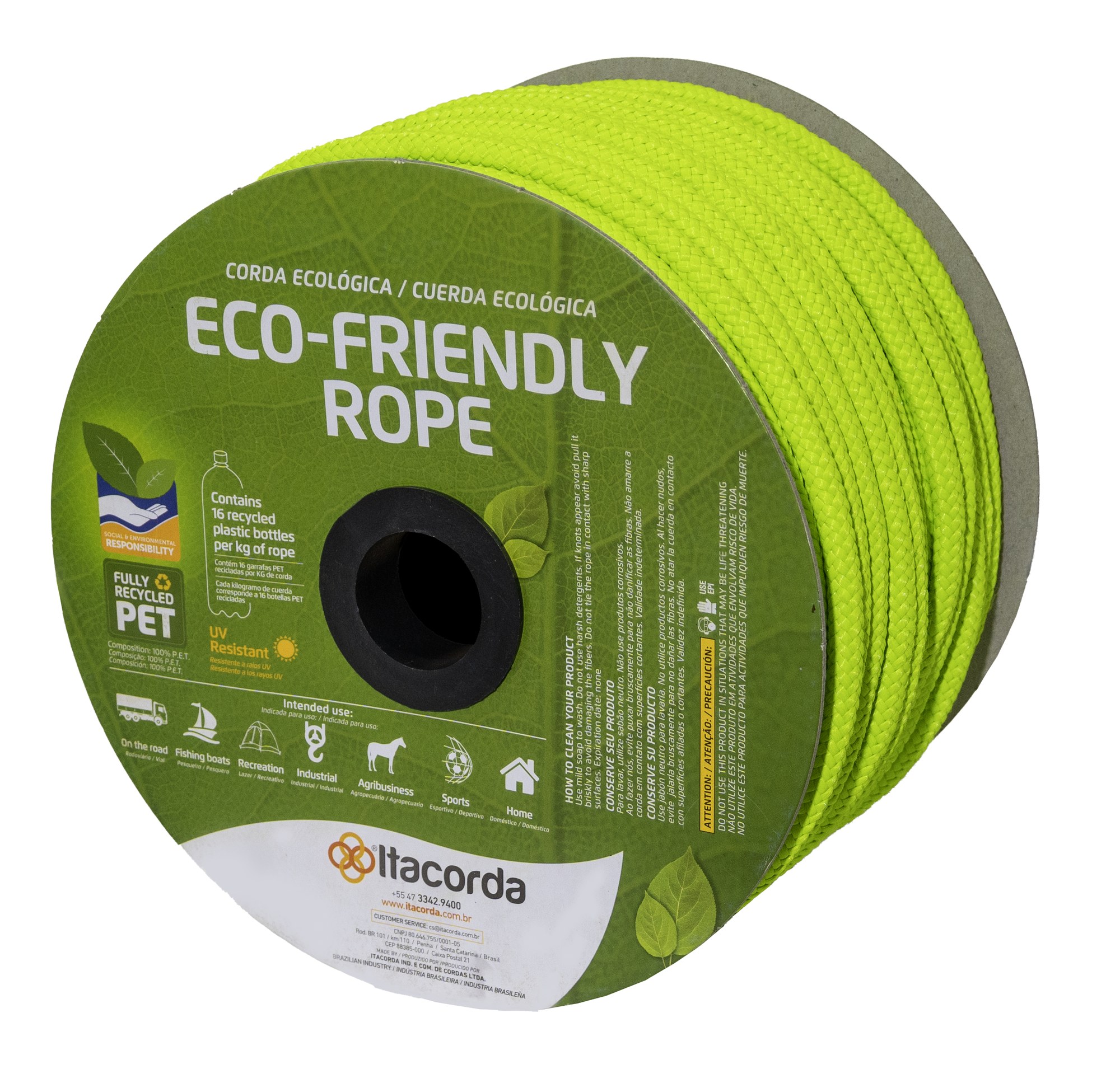 Piola Ecofriendly 10MM Fluorescente Verde 113M